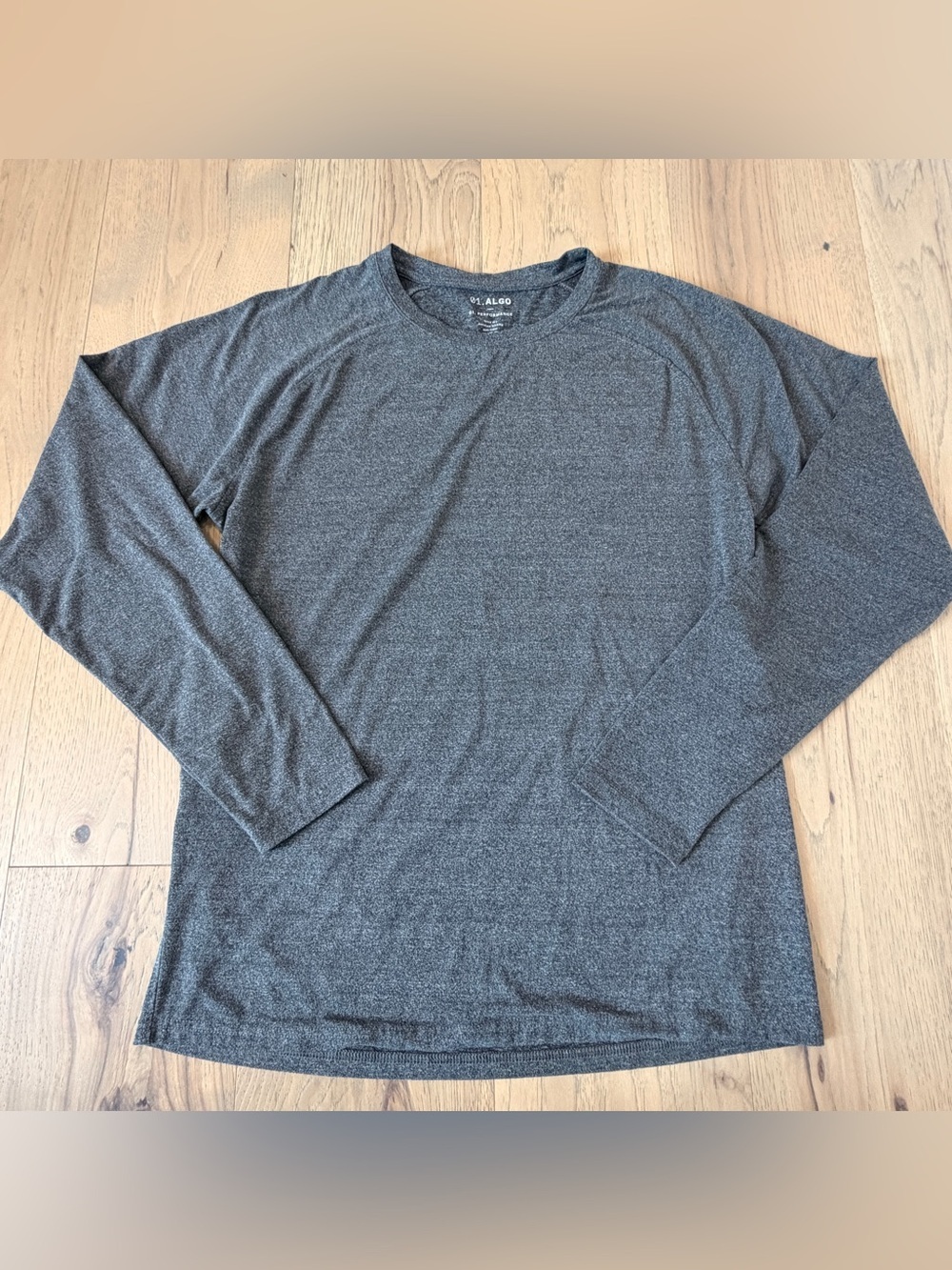 01.Algo Performance Shirt Mens M Heather Gray Active Long Sleeve Quick Dry NWOT